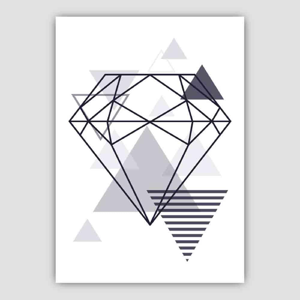 Diamond Abstract Geometric Scandinavian Navy Blue Poster