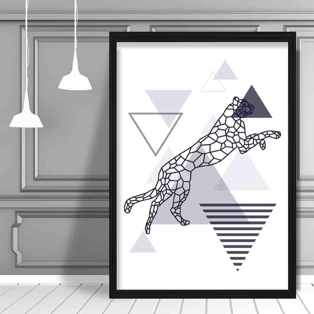 Cheetah Abstract Geometric Scandinavian Navy Blue Poster