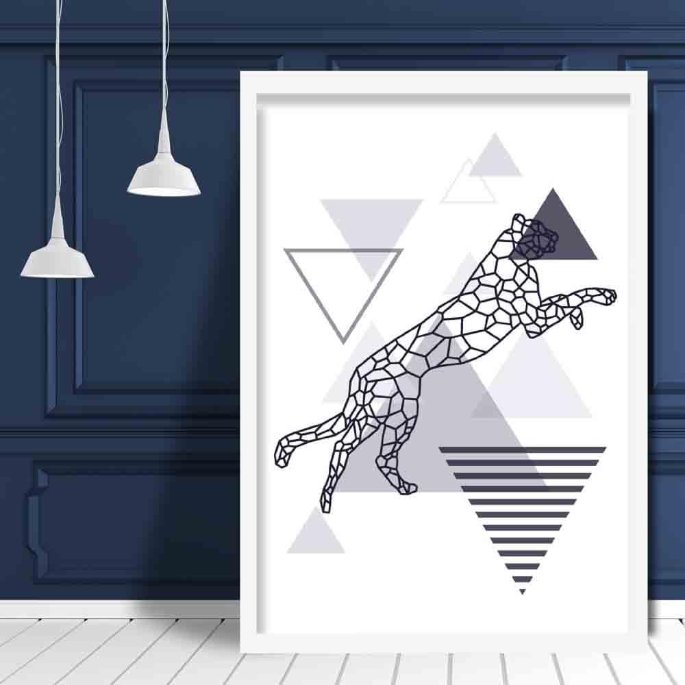 Cheetah Abstract Geometric Scandinavian Navy Blue Poster