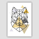 Fox Head Abstract Geometric Scandinavian Yellow and Grey Print