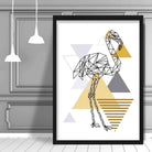 Flamingo Abstract Geometric Scandinavian Yellow and Grey Print