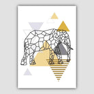 Elephant Abstract Geometric Scandinavian Yellow and Grey Print
