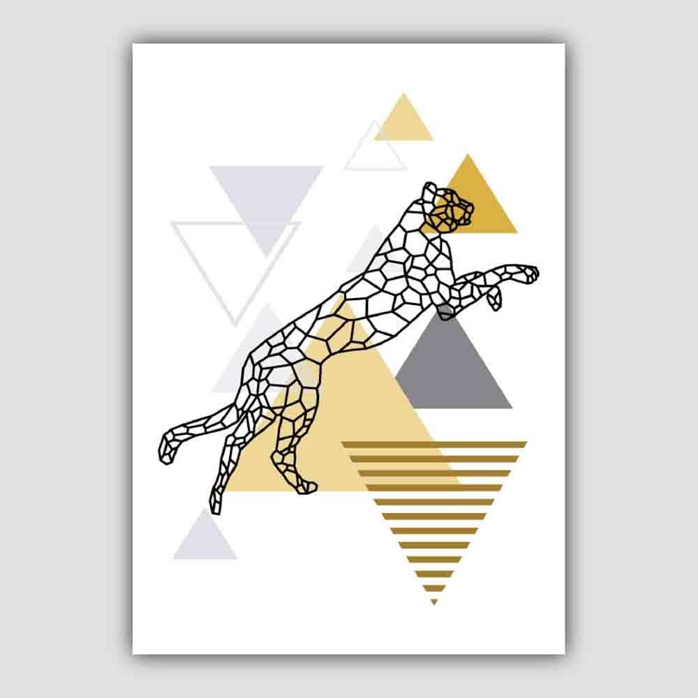 Cheetah Abstract Geometric Scandinavian Yellow and Grey Print