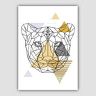 Cheetah Head Abstract Geometric Scandinavian Yellow and Grey Print