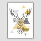 Stag Head Abstract Geometric Scandinavian Yellow and Grey Print