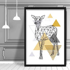 Deer Abstract Geometric Scandinavian Yellow and Grey Print