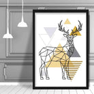 Stag Abstract Geometric Scandinavian Yellow and Grey Print