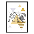Polar Bear Abstract Geometric Scandinavian Yellow and Grey Print