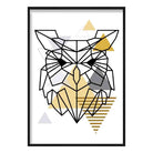 Owl Head Abstract Geometric Scandinavian Yellow and Grey Print