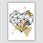 Heart Abstract Geometric Scandinavian Yellow and Grey Print
