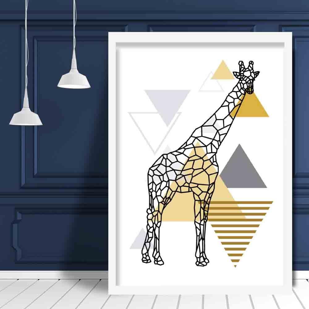 Giraffe Abstract Geometric Scandinavian Yellow and Grey Print