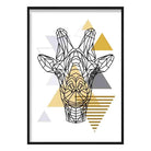 Giraffe Head Abstract Geometric Scandinavian Yellow and Grey Print