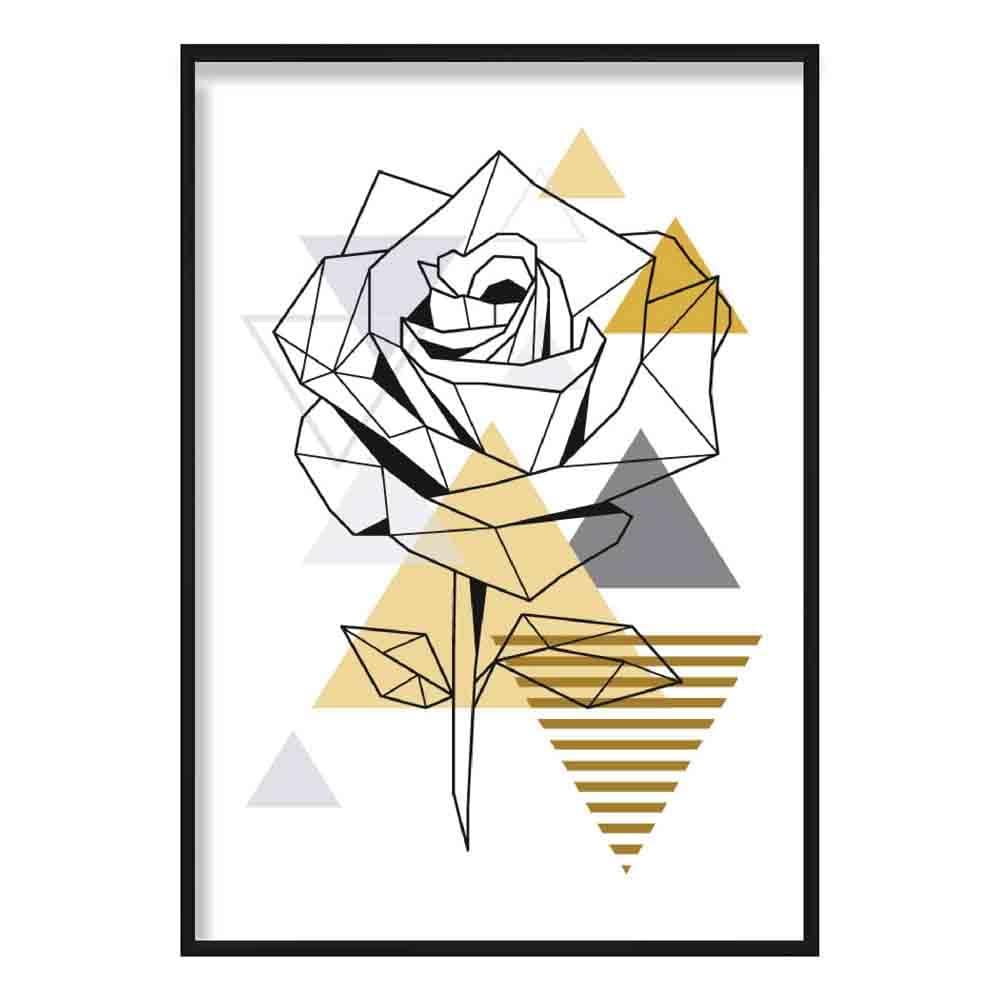 Rose Abstract Geometric Scandinavian Yellow and Grey Print