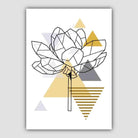 Peony Flower Abstract Geometric Scandinavian Yellow and Grey Print