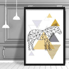 Zebra Abstract Geometric Scandinavian Yellow and Grey Poster