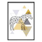 Zebra Abstract Geometric Scandinavian Yellow and Grey Poster