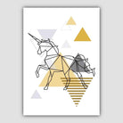 Unicorn Abstract Geometric Scandinavian Yellow and Grey Poster
