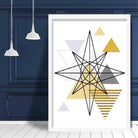 Star Abstract Geometric Scandinavian Yellow and Grey Poster