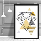 Diamond Abstract Geometric Scandinavian Yellow and Grey Print
