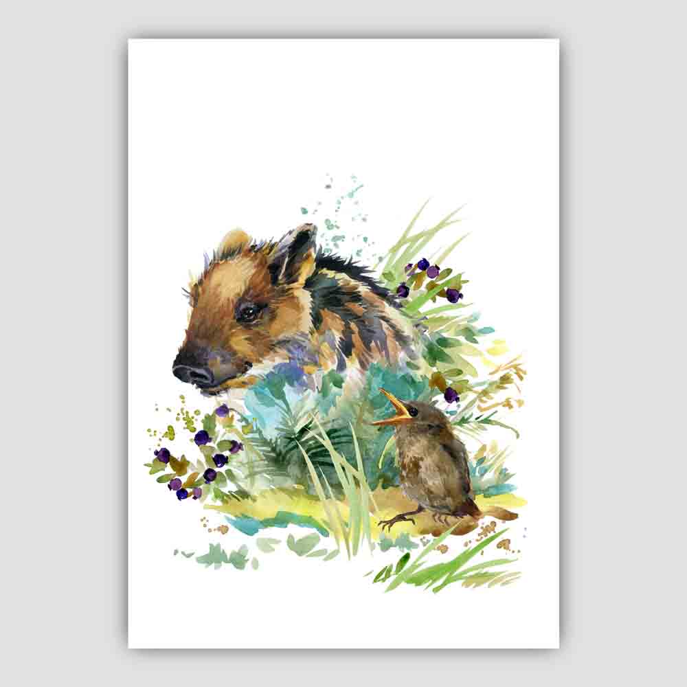Baby Wild Boar Watercolour Art Print