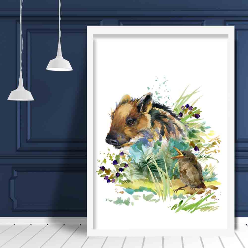Baby Wild Boar Watercolour Art Print