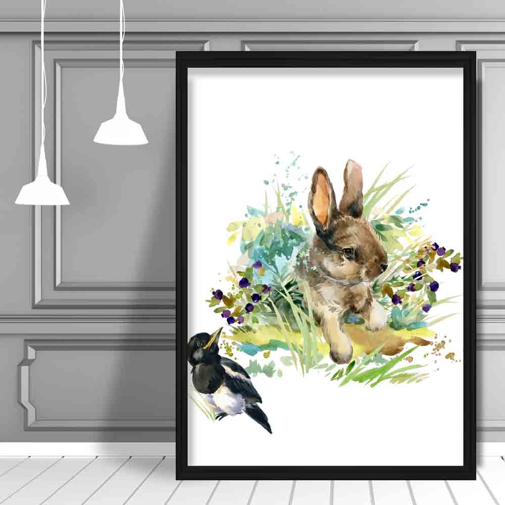 Baby Rabbit Watercolour Art Print