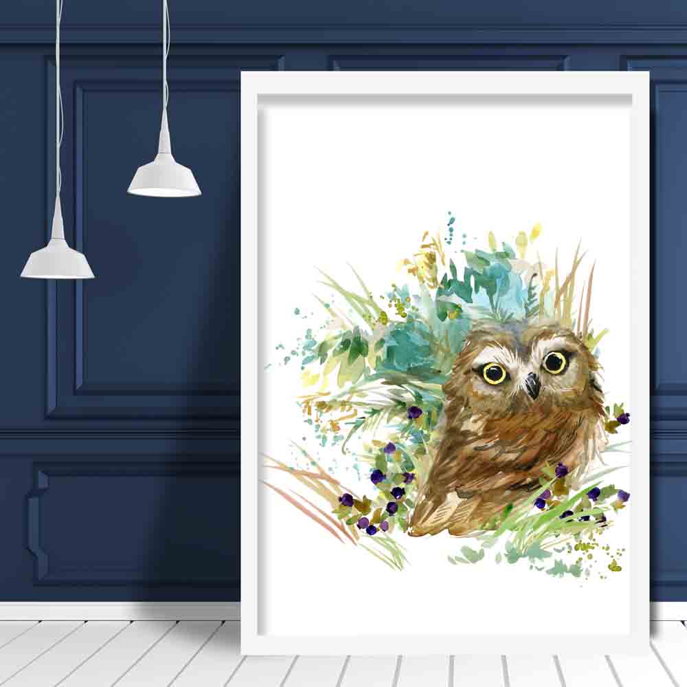 Baby Owl Watercolour Art Print