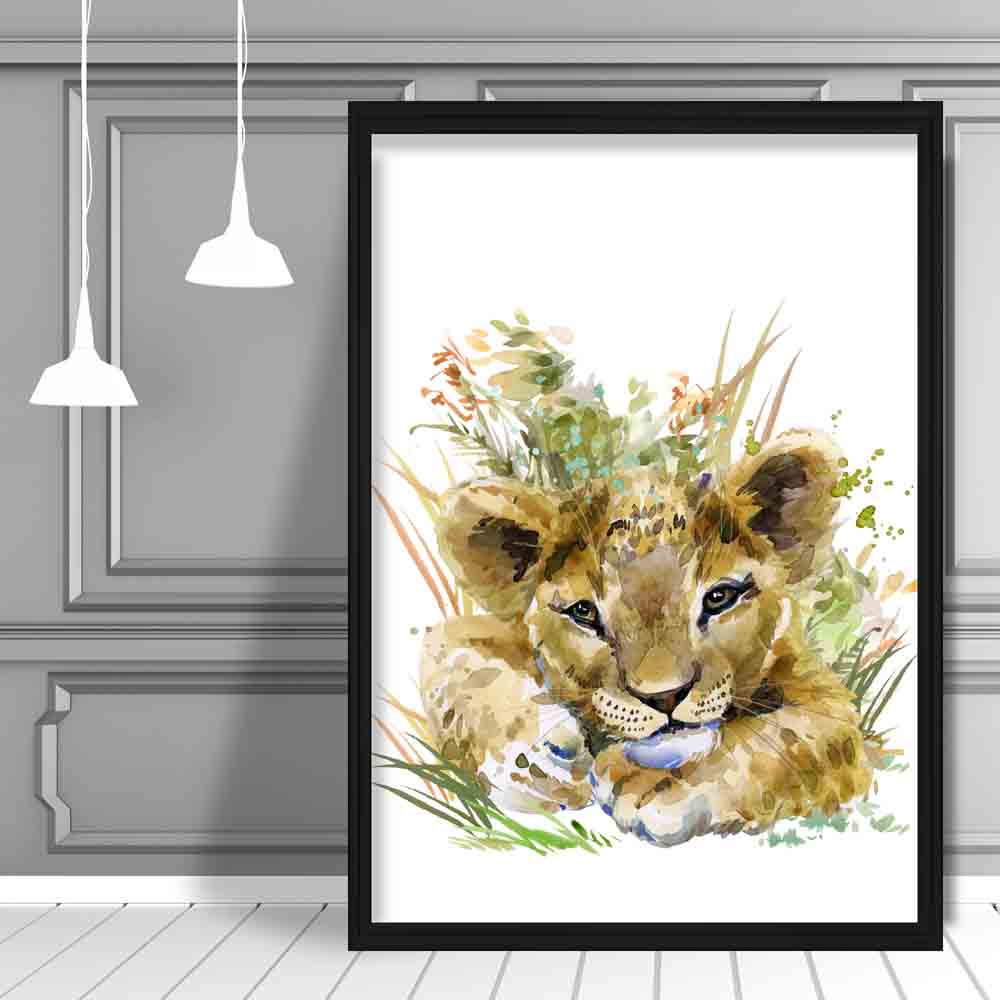 Baby Lion Watercolour Art Print