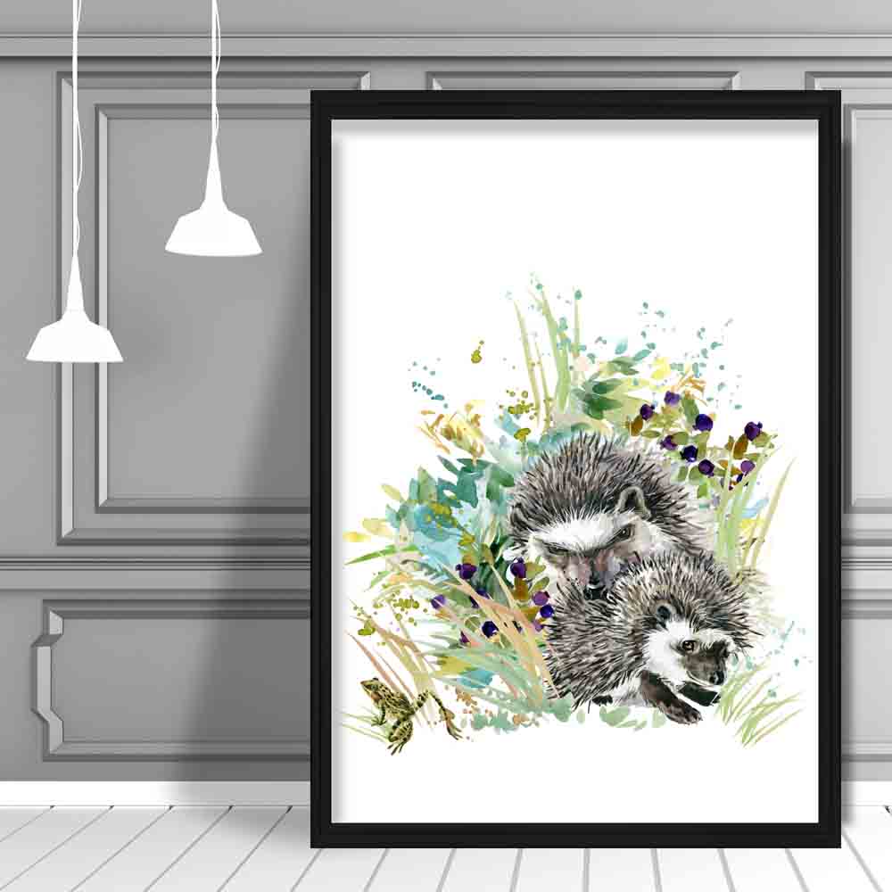 Baby Hedgehogs Watercolour Art Print