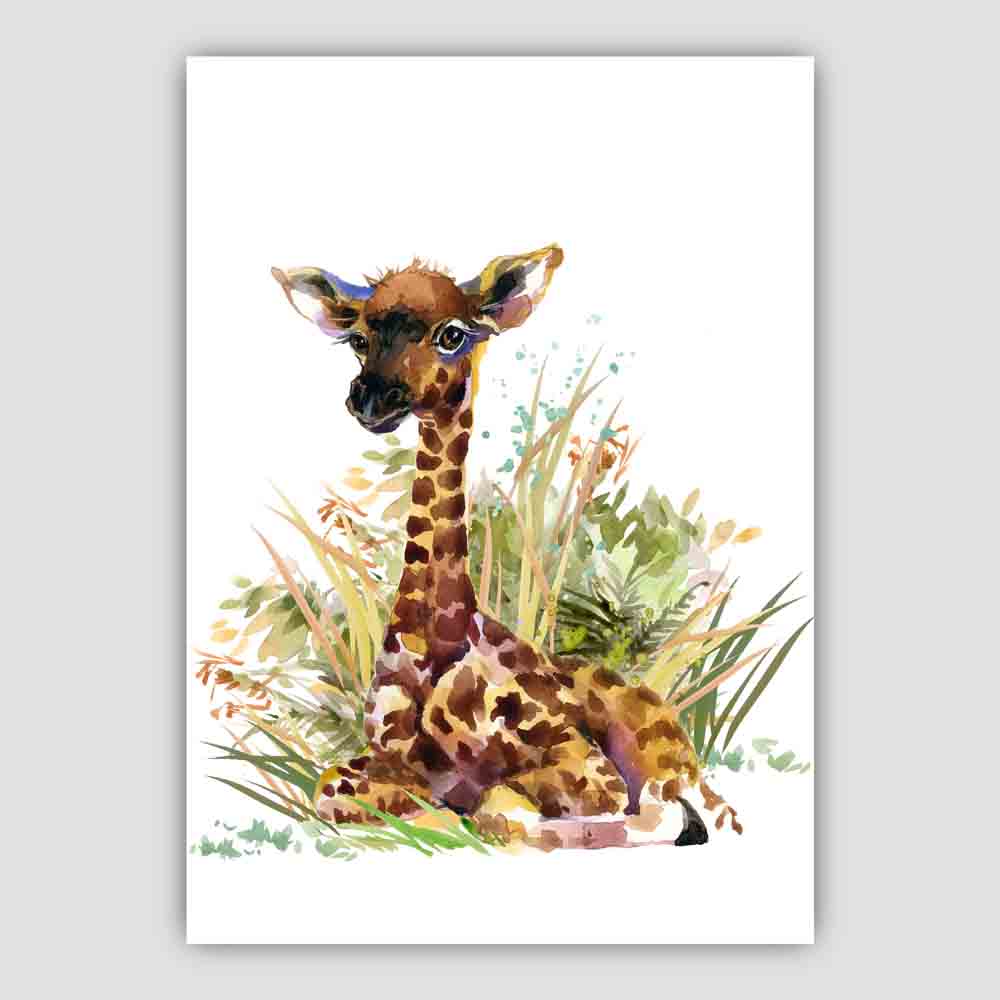 Baby Giraffe Watercolour Art Print