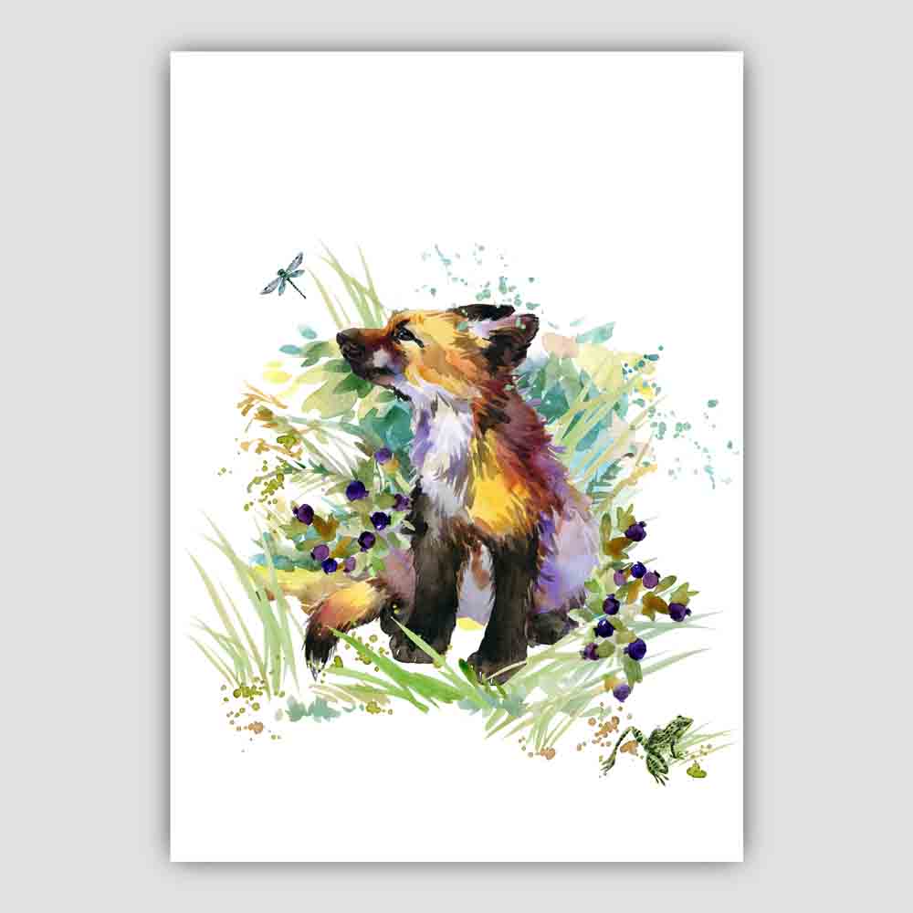 Baby Curious Fox Watercolour Art Print