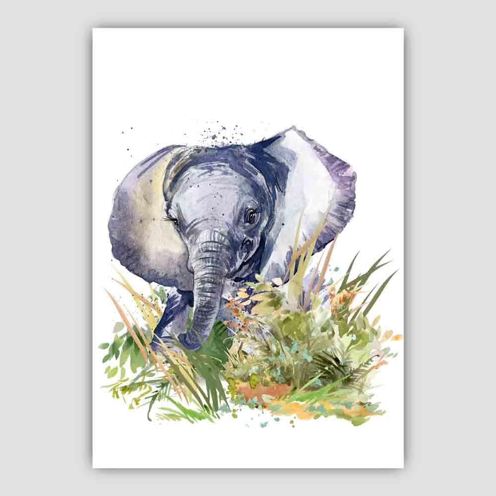 Baby Elephant Watercolour Art Print