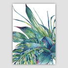 Tropical Blue Green Watercolour Leaves Group Left Poster