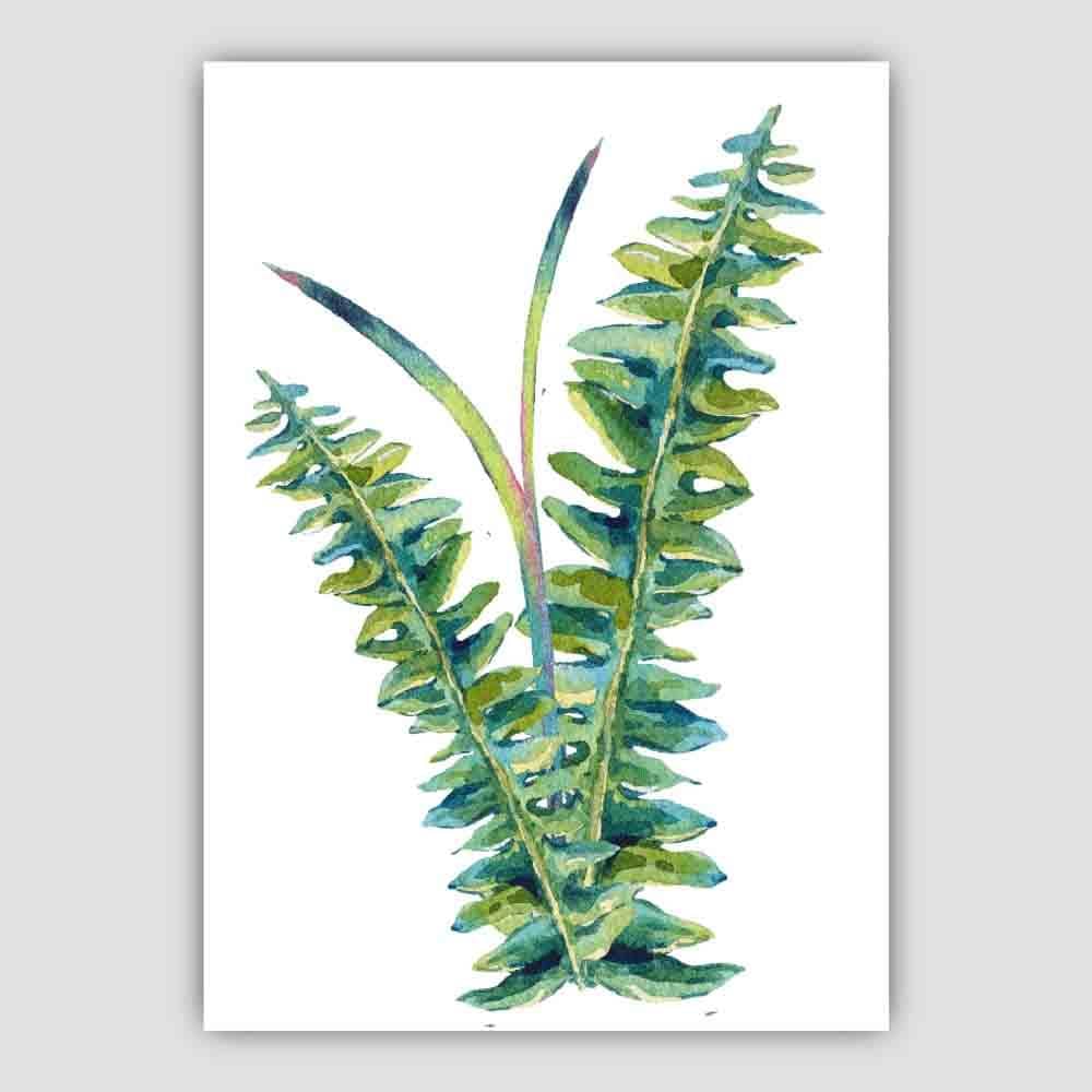 Tropical Blue Green Watercolour Leaves Poster