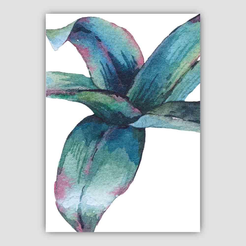 Tropical Plant Blue Green Watercolour Leaves Poster