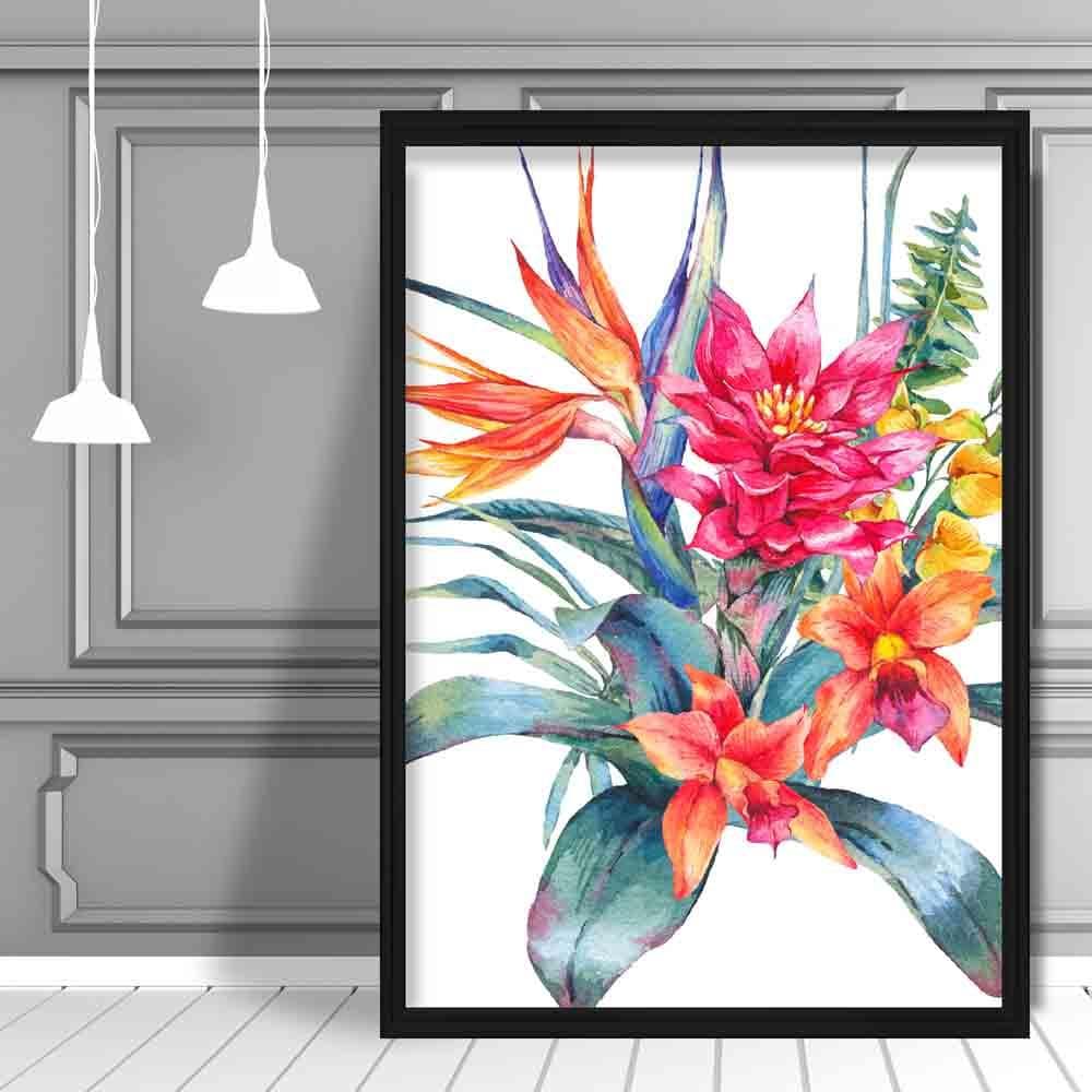 Tropical Watercolour Flowers Poster