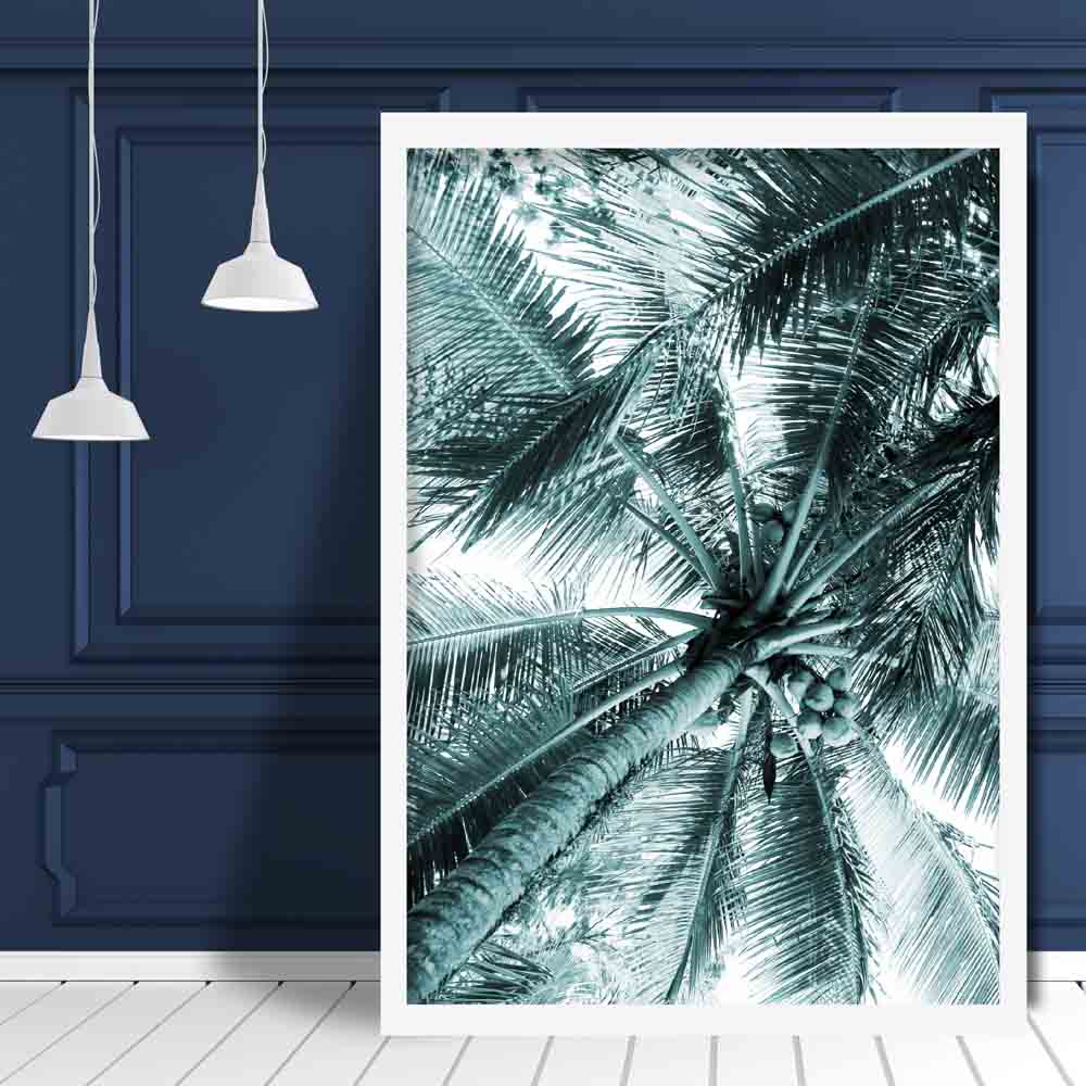 Palm Trees Abstract Teal Photo Art Print