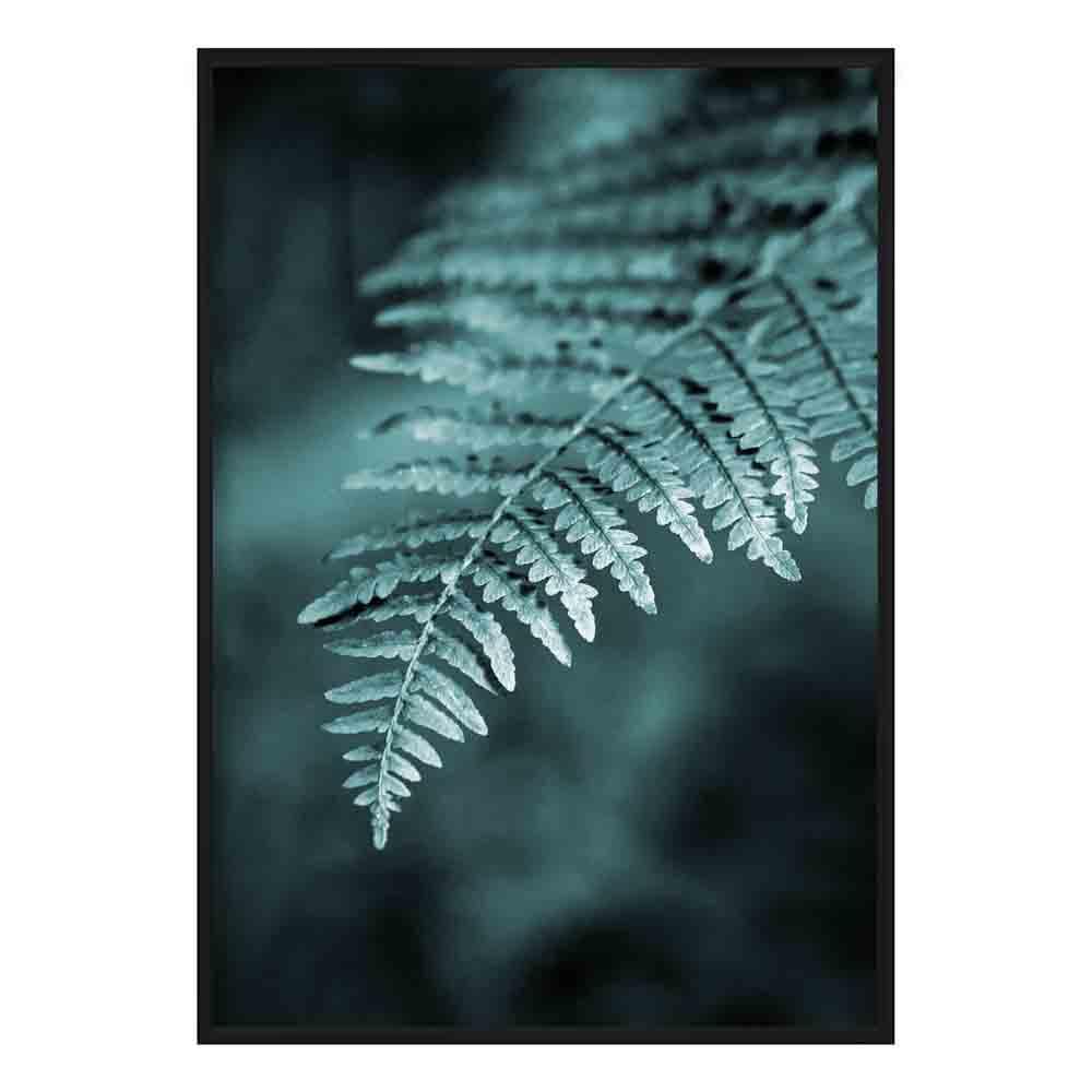 Fern Leaf Macro Photo in Teal Print