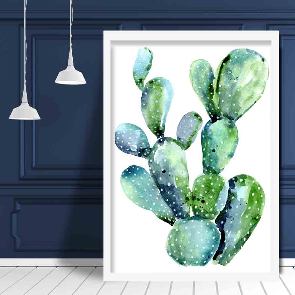 Cactus Blue Green Watercolour Print