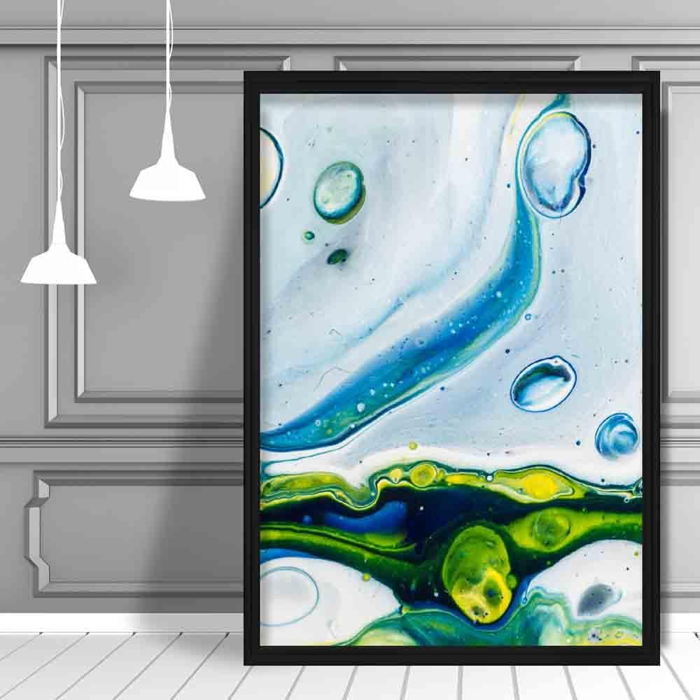 Abstract Fluid Paint Aqua Green Painting Art Print