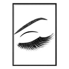 Black and White Glitter Effect Eyelashes Poster