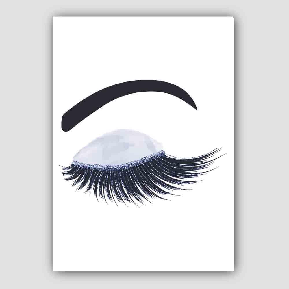 Blue Watercolour and Glitter Effect Eyelashes Poster