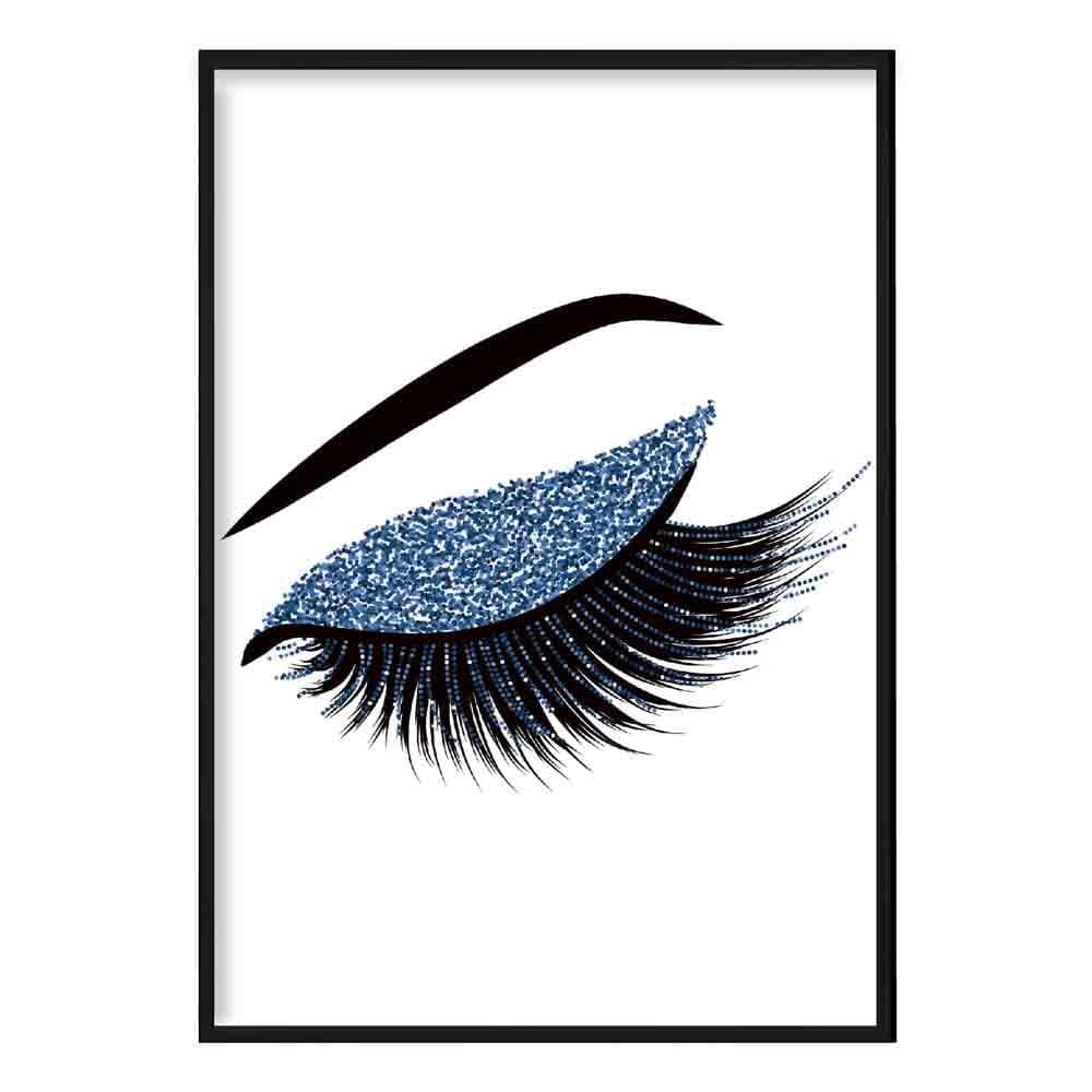 Blue Glitter Effect Eyelashes Poster