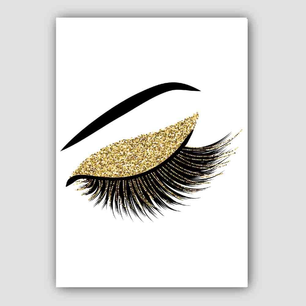 Gold Glitter Effect Eyelashes Poster
