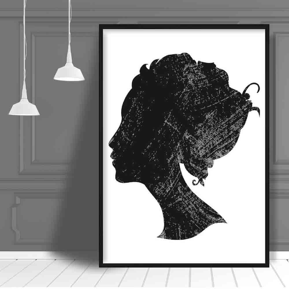 Black Silhouette Woman Head Poster