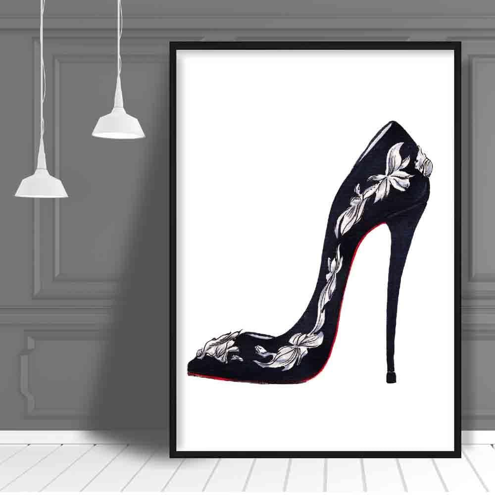 Black and Red Stiletto Shoe Poster