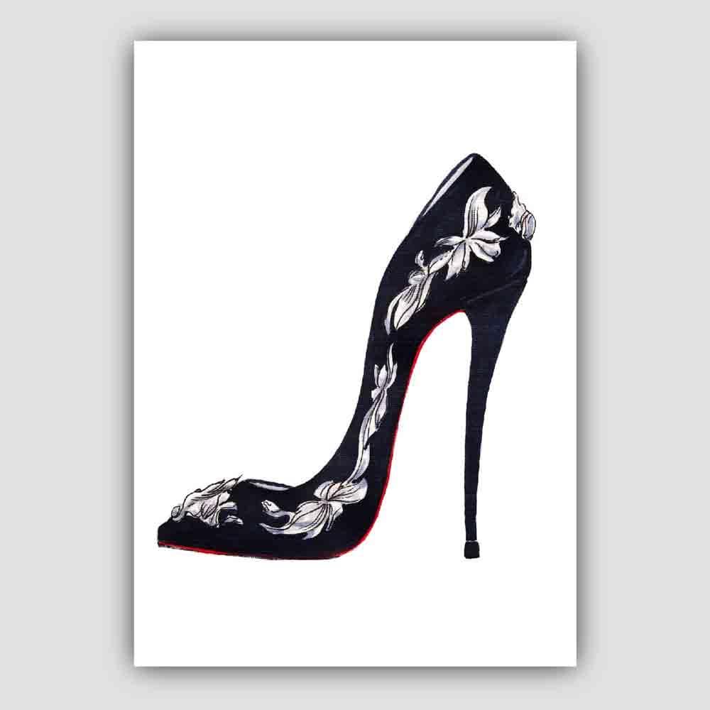 Black and Red Stiletto Shoe Poster