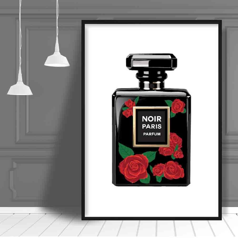 Black Perfume Noir Red Roses 1 Art Print Poster