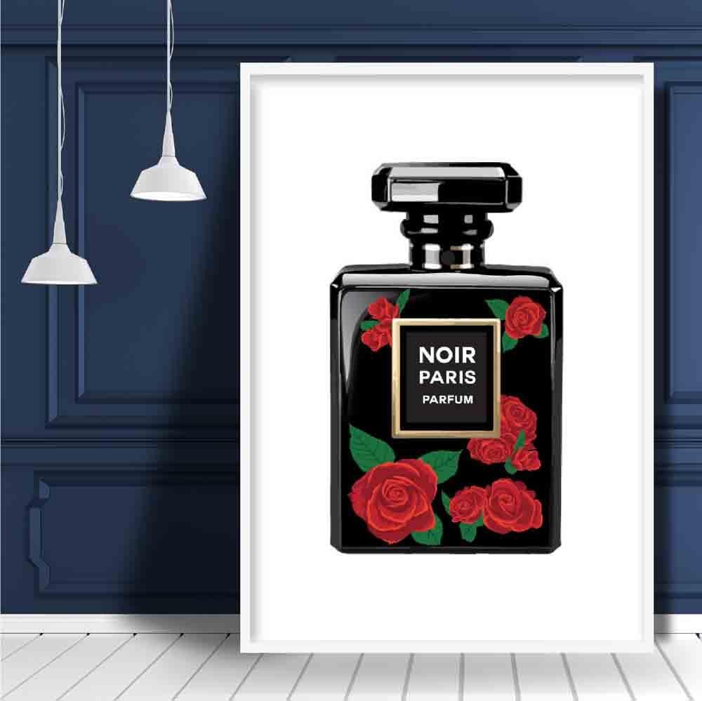 Black Perfume Noir Red Roses 1 Art Print Poster