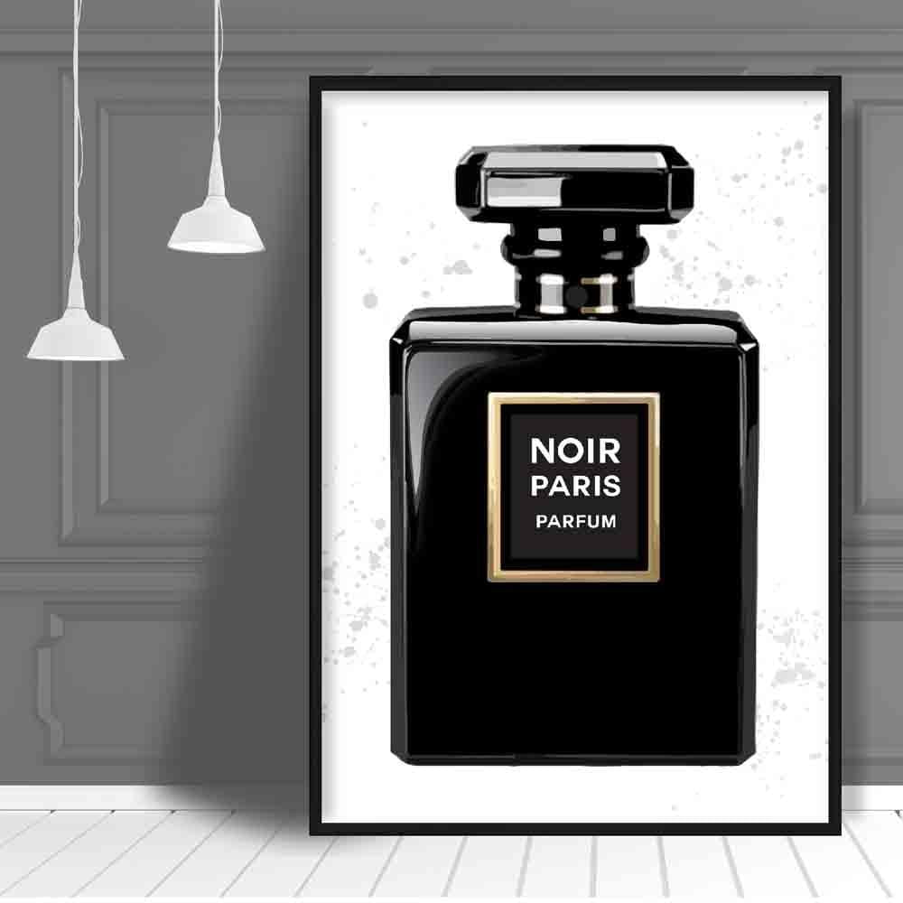Black Noir Paris Perfume Bottle Splashes Poster